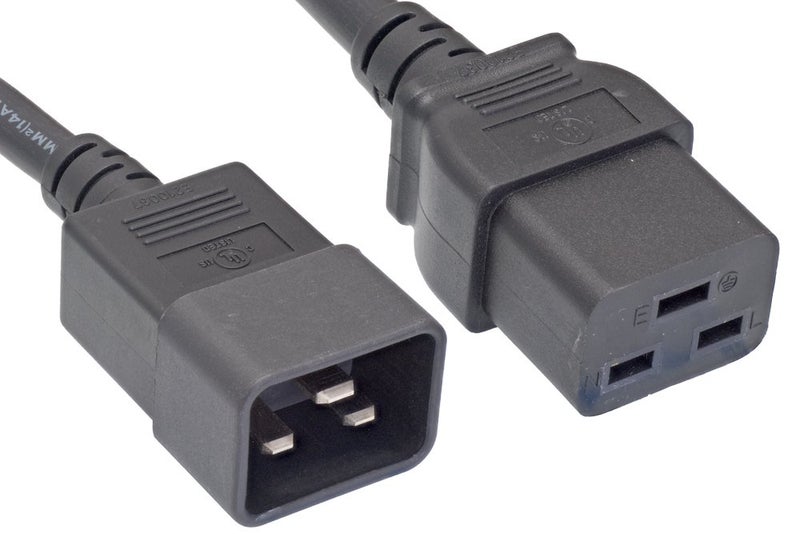 Cablelera AC Power Cord Extension, IEC320 C20 to IEC320 C19, 6' 12AWG, 20A, 250V (ZWACFGAB-06) - Image 1
